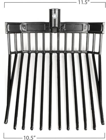 Jeffers 18-Tine Manure Fork Head – Heavy-Duty Replacement Scoop Fork for Stalls, Bedding, Barn Waste, Hay, Polystyrene Tines, 15" Wide, Fits Standard Handles, Black Fork Head Only in Kuwait