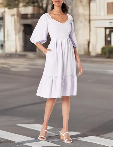 The Drop Women's Lexi Puff-Sleeve Sweatheart Neckline Smocked Back Dress in Saudi Arabia