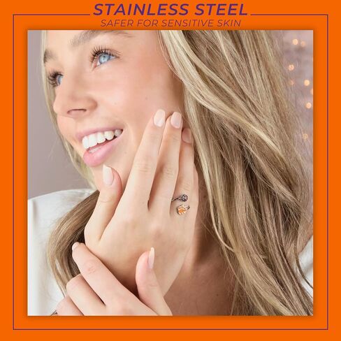 Stone Armory Clemson Gifts and Tigers Accessories for Women - Orange Clemson Paw Ring with Crystals - Hypoallergenic and Adjustable Sizes 5-12 - Clemson Tigers Gifts in Saudi Arabia