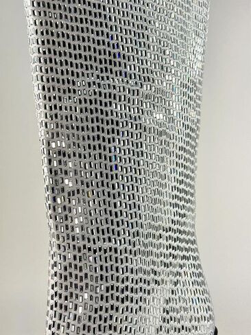 ARIDER GIRL Straddle Women's Crystal Rhinestone Embellished Knee High Leather Stacked Heel Pointed Toe Western Fashion Boots in Kuwait