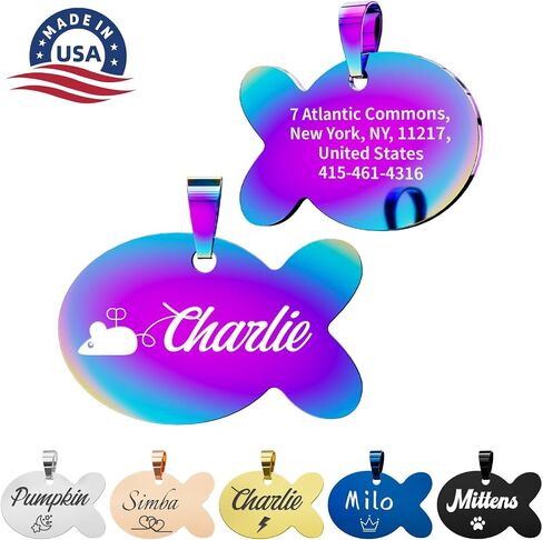 Cat Tags Personalized Small – Engraved Stainless Steel Pet ID Tag, Custom Name Tags Suitable for Small Dogs (Silver, Cat-Regular Size) in Saudi Arabia