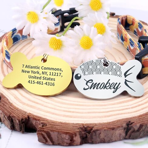 Cat Tags Personalized Small – Engraved Stainless Steel Pet ID Tag, Custom Name Tags Suitable for Small Dogs (Silver, Cat-Regular Size) in Saudi Arabia