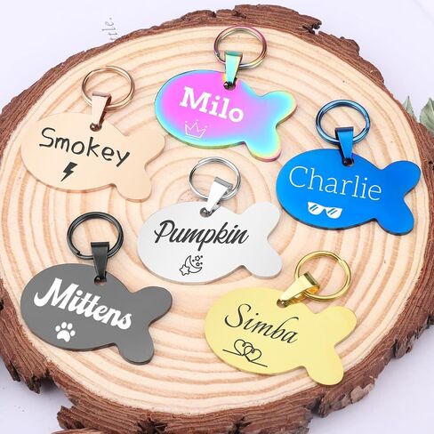 Cat Tags Personalized Small – Engraved Stainless Steel Pet ID Tag, Custom Name Tags Suitable for Small Dogs (Silver, Cat-Regular Size) in Saudi Arabia