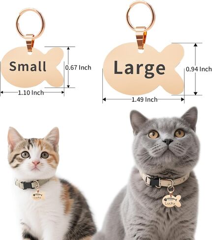 Cat Tags Personalized Small – Engraved Stainless Steel Pet ID Tag, Custom Name Tags Suitable for Small Dogs (Silver, Cat-Regular Size) in Saudi Arabia