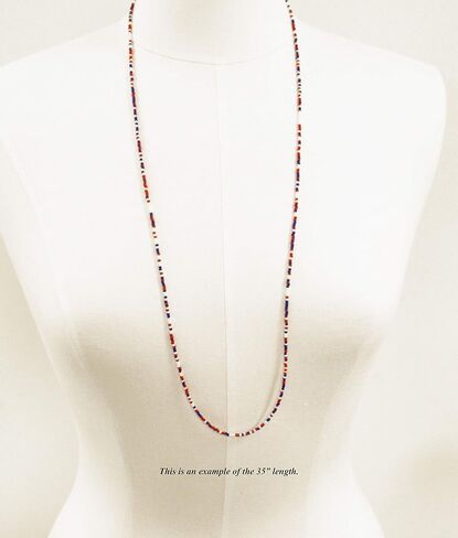 Red White and Blue Seed Bead Necklace, Thin 1.5mm Single Strand in Saudi Arabia