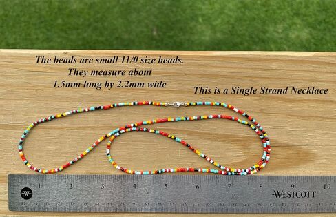 Handmade Southwestern Seed Bead Necklace, Thin 1.5mm Single Strand in Saudi Arabia