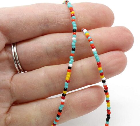 Handmade Southwestern Seed Bead Necklace, Thin 1.5mm Single Strand in Saudi Arabia