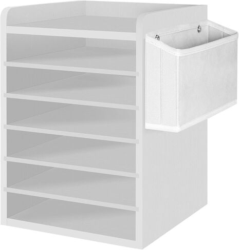 HOOBRO Adjustable Countertop Mail Sorter, 6 Tier Wooden Paper Organizer, Vertical Literature Organizer with Side Storage, Office Mailbox Cubbies, Classroom Mailbox, for Home, Office, Black BB34WF01 in Saudi Arabia