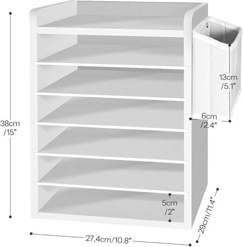 HOOBRO Adjustable Countertop Mail Sorter, 6 Tier Wooden Paper Organizer, Vertical Literature Organizer with Side Storage, Office Mailbox Cubbies, Classroom Mailbox, for Home, Office, Black BB34WF01 in Saudi Arabia