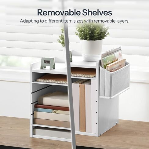HOOBRO Adjustable Countertop Mail Sorter, 6 Tier Wooden Paper Organizer, Vertical Literature Organizer with Side Storage, Office Mailbox Cubbies, Classroom Mailbox, for Home, Office, Black BB34WF01 in Saudi Arabia