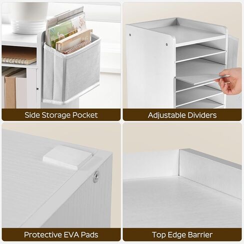 HOOBRO Adjustable Countertop Mail Sorter, 6 Tier Wooden Paper Organizer, Vertical Literature Organizer with Side Storage, Office Mailbox Cubbies, Classroom Mailbox, for Home, Office, Black BB34WF01 in Saudi Arabia