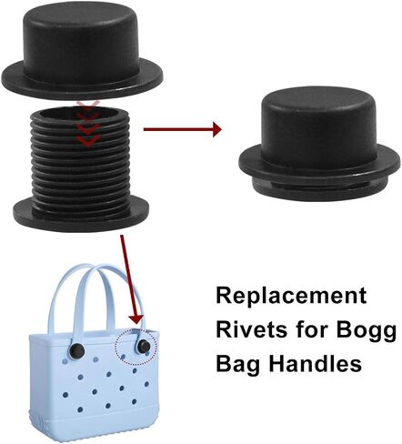 Kyuionty 6 مجموعات مسامير استبدال المسمار للاشمئزازات Bogg Bag Bag Bag كبيرة ، تناسب قطر ثقب الحزام لا يقل عن 19.5 ملم (أسود) in Saudi Arabia