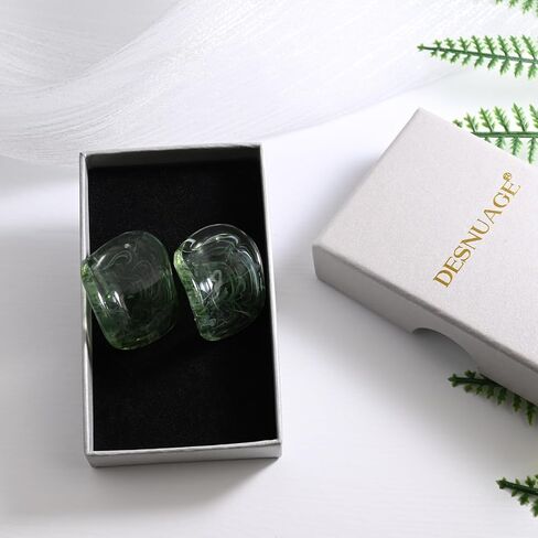 Big Green Irregular Resin Earrings Large Geometric Unique Earrings 925 Sterling Silver Post Earrings Stud for Women in Saudi Arabia