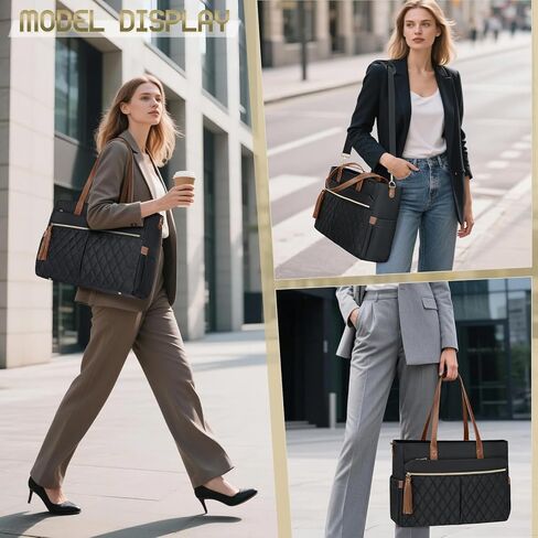 RAINSMORE Laptop Bag for Women 15.6Inch Teacher Nurse Tote Bag Professional Work Laptop Tote Bags with Insulated Pockets Computer Messenger Briefcase Large Handbag for Office College Business, Black in Kuwait