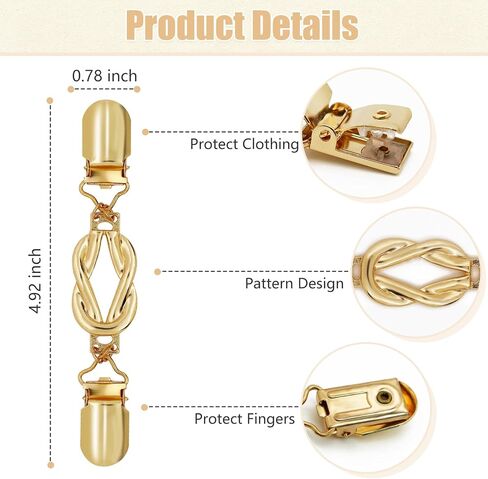 2 Pcs Waist Cincher & Shirt Clip Retro Dress Cinch Clips for Shawl,Cardigan,Sweater,Clothes & Pant Tightener Clip(Knot) in Kuwait
