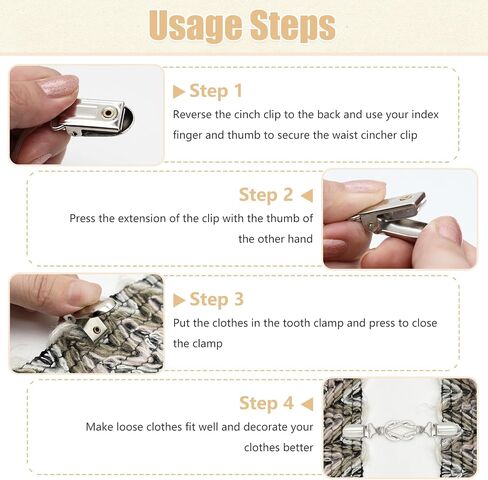 2 Pcs Waist Cincher & Shirt Clip Retro Dress Cinch Clips for Shawl,Cardigan,Sweater,Clothes & Pant Tightener Clip(Knot) in Kuwait