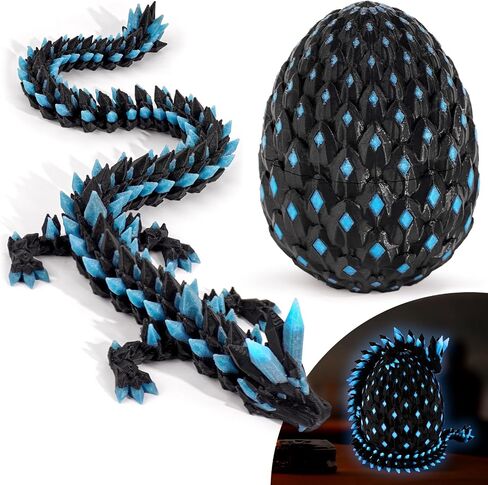 3D Printed Dragon Glow in The Dark with Matching Egg – UV Reactive 3D Printed Dragon Egg Set – Upgraded 2025 Collectible for Fantasy Fans in Saudi Arabia