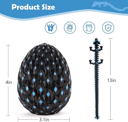 3D Printed Dragon Glow in The Dark with Matching Egg – UV Reactive 3D Printed Dragon Egg Set – Upgraded 2025 Collectible for Fantasy Fans in Saudi Arabia