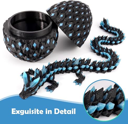 3D Printed Dragon Glow in The Dark with Matching Egg – UV Reactive 3D Printed Dragon Egg Set – Upgraded 2025 Collectible for Fantasy Fans in Saudi Arabia
