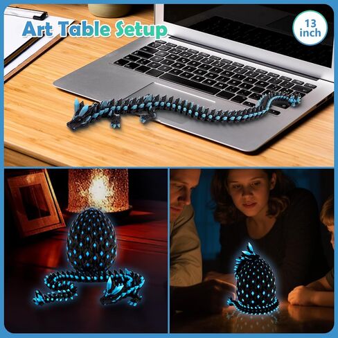3D Printed Dragon Glow in The Dark with Matching Egg – UV Reactive 3D Printed Dragon Egg Set – Upgraded 2025 Collectible for Fantasy Fans in Saudi Arabia