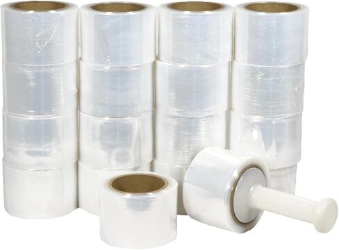 PSBM Mini Stretch Wrap with Handle, 18 Pack, 3 Inch x 1000 Feet, 80 Gauge, Clear, Small Plastic Cling Film for Pallets Moving Storing in Saudi Arabia