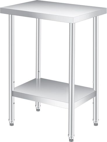 طاولة من الفولاذ المقاوم للصدأ ، 24 "× 12" قابلة للخدمة في العمل مع سعة قابلة للتعديل ، طاولة الإعدادية المعدنية 2 من الطبقة للمطبخ التجاري والمطعم والمرائب in Kuwait