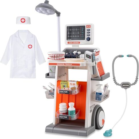 STEM Doctor Playet for Kids - Deteractive Doctor Kit for Kids with Wranistic LED Lights & Sounds Att ، مجموعة لعب الأدوار لتشخيصها والشفاء ، هدية تعليمية للأعمار من 3 إلى 5 سنوات in Kuwait