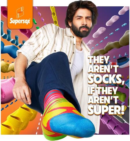 Supersox Women's Ankle Length Cotton Socks 3 Pairs - Multicolor Size 6-12, Multicolour, One size in Kuwait