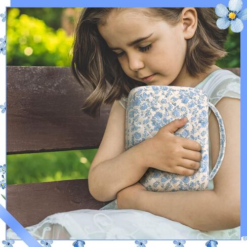 Aliceset 10.2"x7.9"x2.1" Large Bible Cover Case for Women Blue Floral Quilted Cotton Bible Carrying Cases Protective Bag with Handle and Zippered Pocket for Christian Study Supplies Church Gifts in Saudi Arabia