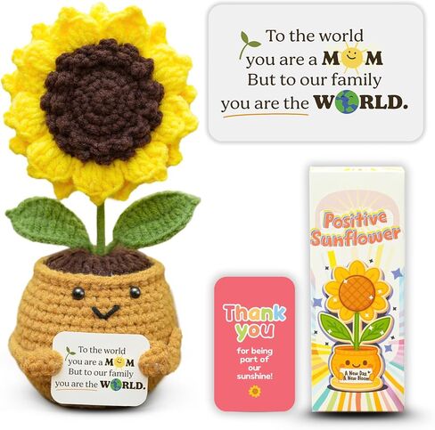 Emotional Support Crochet Sunflower Doll – Handmade Friendship Gift for Women – Long Distance Friend with Affirmation Message, Birthday Gifts for Friends in Kuwait