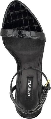 NINE WEST Women's Reina Heeled Sandal, Black Croco 006, 7.5 in Saudi Arabia