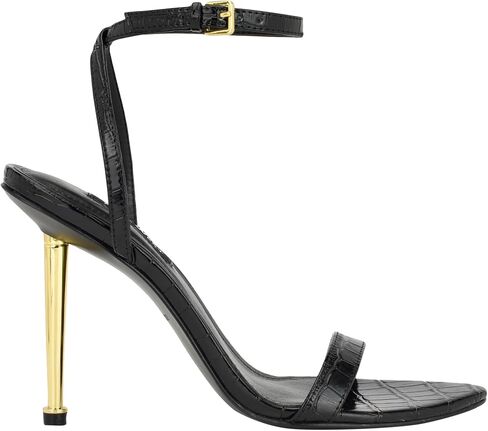 NINE WEST Women's Reina Heeled Sandal, Black Croco 006, 7.5 in Saudi Arabia