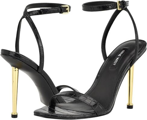 NINE WEST Women's Reina Heeled Sandal, Black Croco 006, 7.5 in Saudi Arabia