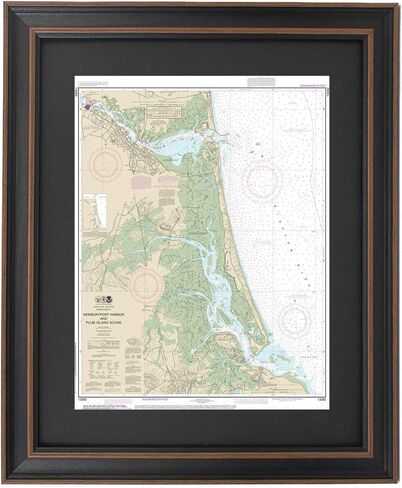 Framed Nautical Map 13282 : Newburyport Harbor and Plum Island Sound- Standard Size. Handmade in USA in Saudi Arabia