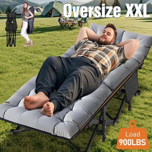 سرير أطفال كبير الحجم من ABORON، سرير نوم قابل للطي مقاس XXL، مقاس 78 بوصة × 32 بوصة × 18 بوصة بسعة 900 رطل، طبقتين بقوة 1200 د لنوم الضيوف مع مرتبة وحقيبة حمل للتخييم والمكتب والمنزل ومستشفى العطلات in Kuwait