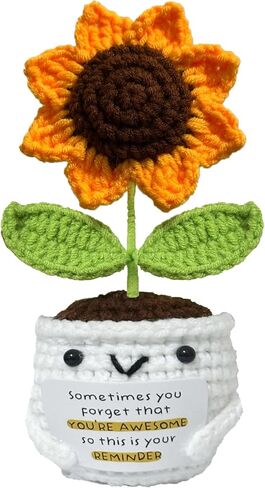 Positive Crochet Sunflowers - Sometimes You Forget You're Awesome - Inspirational Gifts for Women,Men,Emotional Support Crochet,Appreciation Sunflower Gifts for Sister,Best Friend,Coworker,Teacher in Kuwait