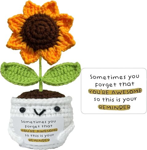 Positive Crochet Sunflowers - Sometimes You Forget You're Awesome - Inspirational Gifts for Women,Men,Emotional Support Crochet,Appreciation Sunflower Gifts for Sister,Best Friend,Coworker,Teacher in Kuwait