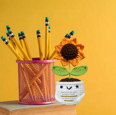 Positive Crochet Sunflowers - Sometimes You Forget You're Awesome - Inspirational Gifts for Women,Men,Emotional Support Crochet,Appreciation Sunflower Gifts for Sister,Best Friend,Coworker,Teacher in Kuwait