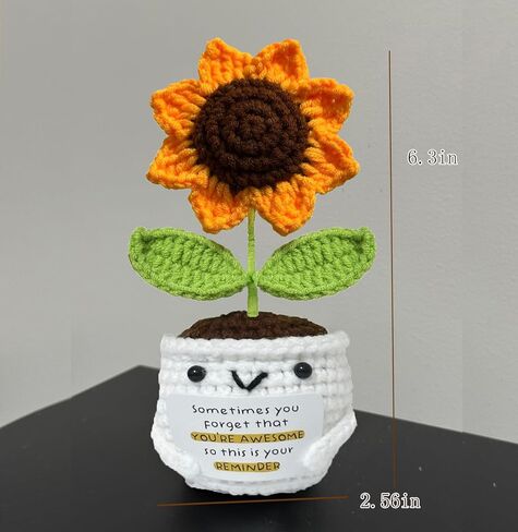 Positive Crochet Sunflowers - Sometimes You Forget You're Awesome - Inspirational Gifts for Women,Men,Emotional Support Crochet,Appreciation Sunflower Gifts for Sister,Best Friend,Coworker,Teacher in Kuwait