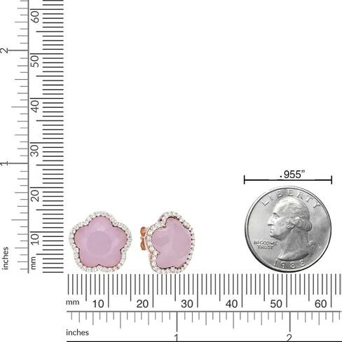 Green Malachite and Cubic Zirconia Five Petal Flower Stud Earrings in 925 Sterling Silver with Yellow Gold Plating with Friction Back by Lavari Jewelers in Saudi Arabia