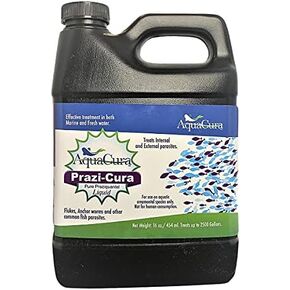 Prazi-Cura Liquid - Safest, Most Effective Parasite Treatment for Koi, and Aquarium Fish! Treats up to 2500 gallons.