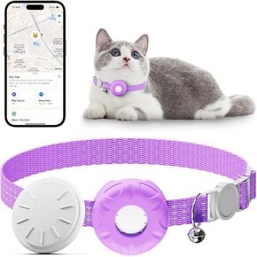 CAT GPS Tracker ، Tracker GPS PET المقاوم للماء للقطط ، طوق CAT GPS Tracker مع مشبك مرن الأمان ، Tractive GPS Tracker متوافق مع Apple Find My App (iOS فقط) ، لا رسوم شهرية ، أسود