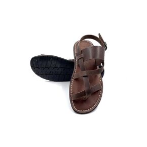 Mens Brown Flat Sandals from Genuine Leather, Handmade Greek Sandals for Men, Mens Brown Round Toe Sandals, Sandalmania Mens Leather Sandals (7)