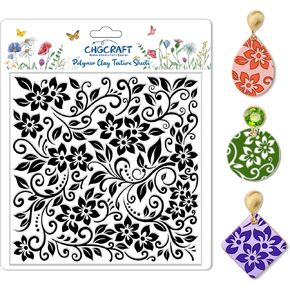 CHGCRAFT Paisley Pattern Polymer Clay Texture Sheets Retro Pattern Silicone Texture Stamp Modeling Pattern Pad for Jewelry and Clay Earrings Tools, 5.5x5.5 inch