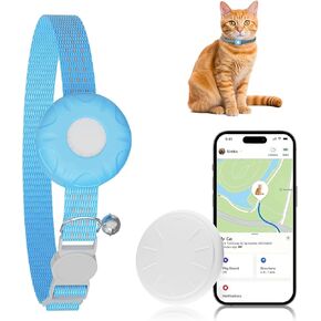 يعمل تعقب القط ، متعقب GPS المقاوم للماء للقطط ، طوق تعقب القطط مع مشبك مرنة الأمان ، مع أي طوق ، متوافق مع Apple Find My Apy (فقط iOS) ، لا توجد رسوم شهرية ، أسود