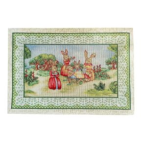 Easter Placemats with Golden thread Eggs Bunny Floral Rectangular Tapestry Fabric Multicolor (set of 2) Size:13in X 19in (33cm X 48cm)