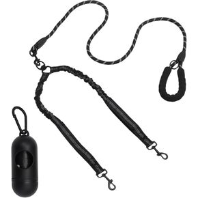 Double Dog Leash, Hands-Free Dual with Comfortable Padded Handle, Double for Two Dogs, Adjustable Length, Blue, 1 Set in Kuwait