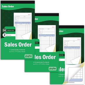 gisgfim 20 Pack Large Sales Order Book 2 Part Carbonless Receipt Books General Purpose Sales Book Invoice Receipt Book Order Book for Small Business Sales Order Forms 4.18 x 7.2 Inch 50 Sets per Book