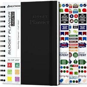 Budget Planner and Monthly Bill Organizer - Financial Planner Organizer Budget Book with Sticker Sheets | Bill Tracker Notebook | Budgeting Book with Debt, Saving and Expense Trackers | A5