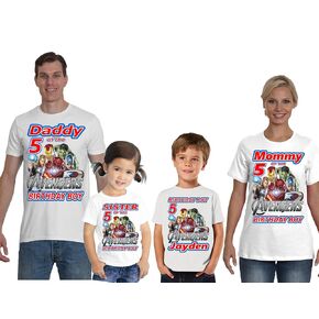 Custom Super Hero Birthday Shirt with Any Name and Age Family Matching Shirts Birthday Boy Superheroes Personalized Birthday Shirt Super Hero